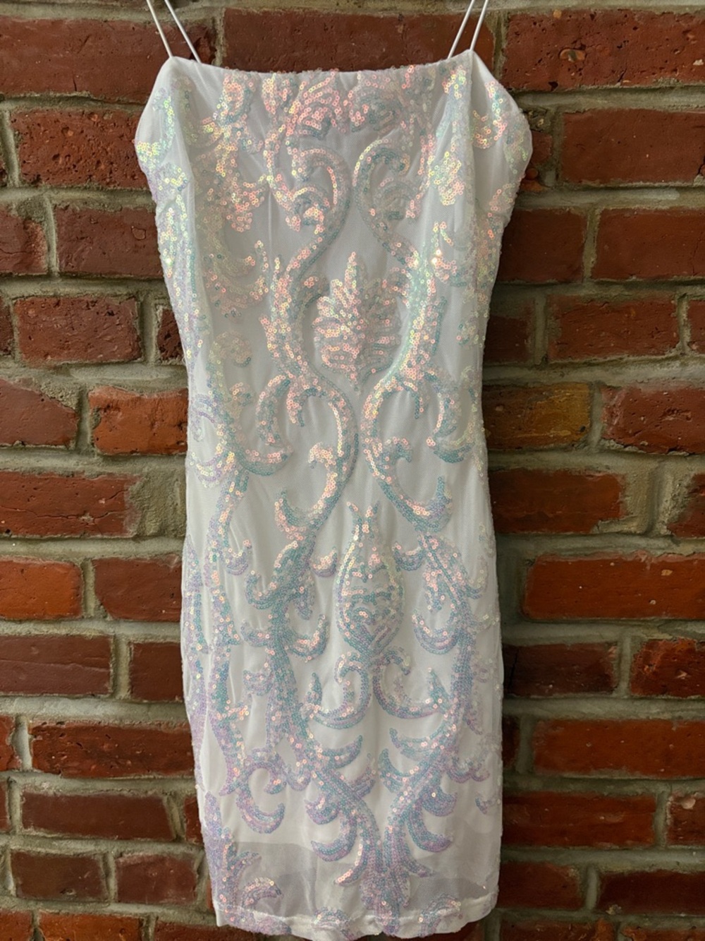 Windsor White Iridescent Sequin Mini Dress - Picture 1 of 6
